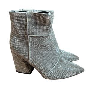 A New Day silver metallic studded jeweled heeled pointed toe booties SIZE 8